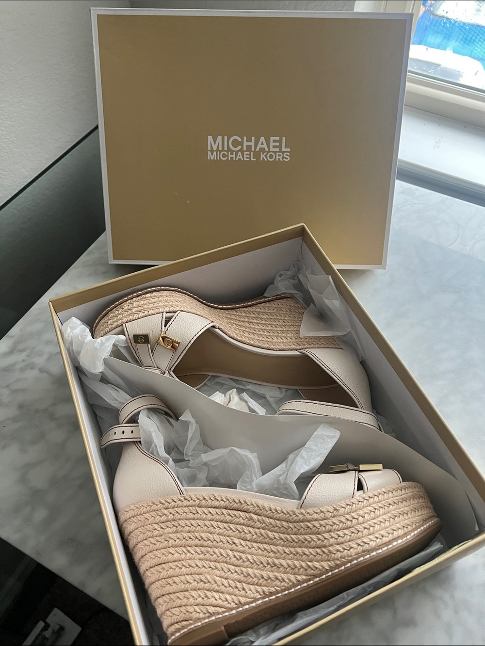 MICHAEL Michael Kors light cream Ripley Wedge- brand new in box